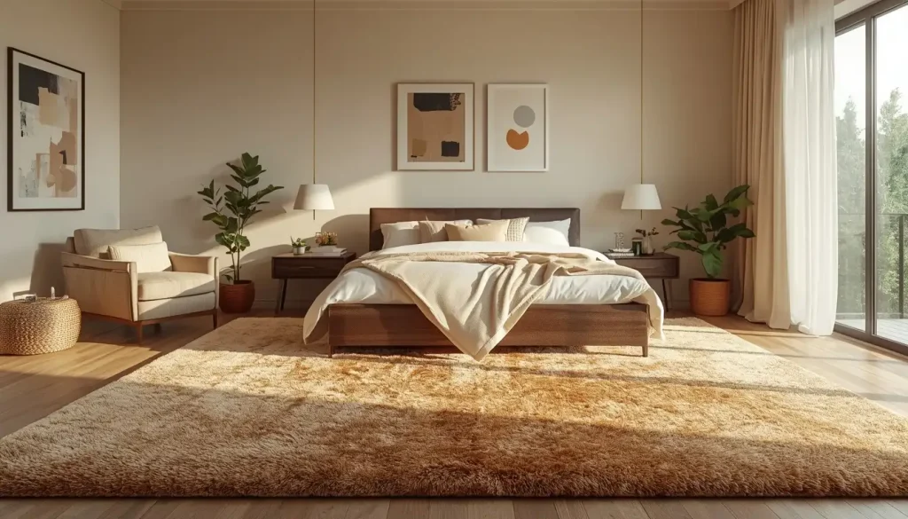 Master Bedroom With Large Rug