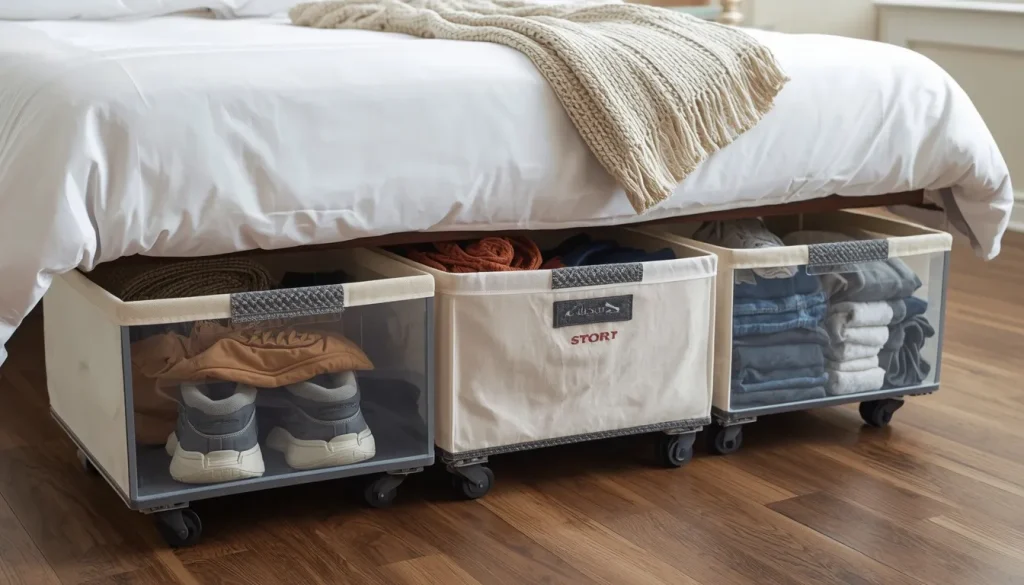 Use Wheeled Under-Bed Storage Boxes