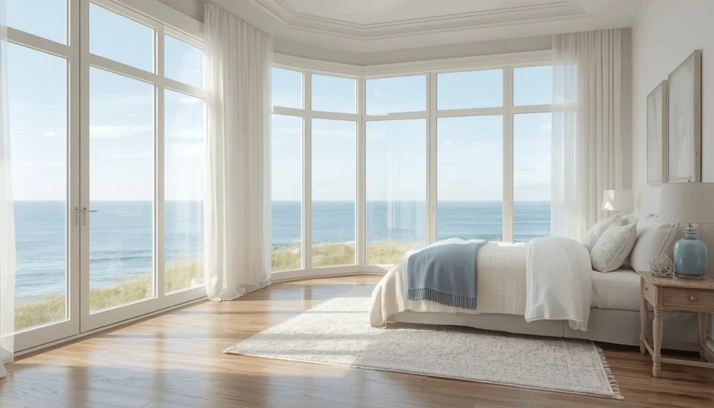Coastal Bedroom Walls, Floors, and Windows