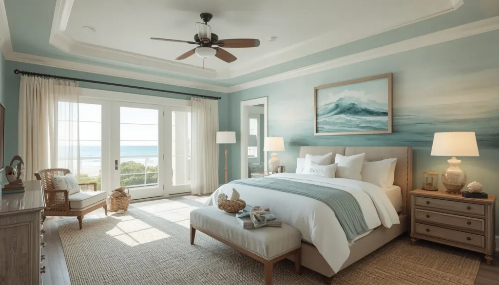 Coastal Master Bedroom Accent Wall Ideas