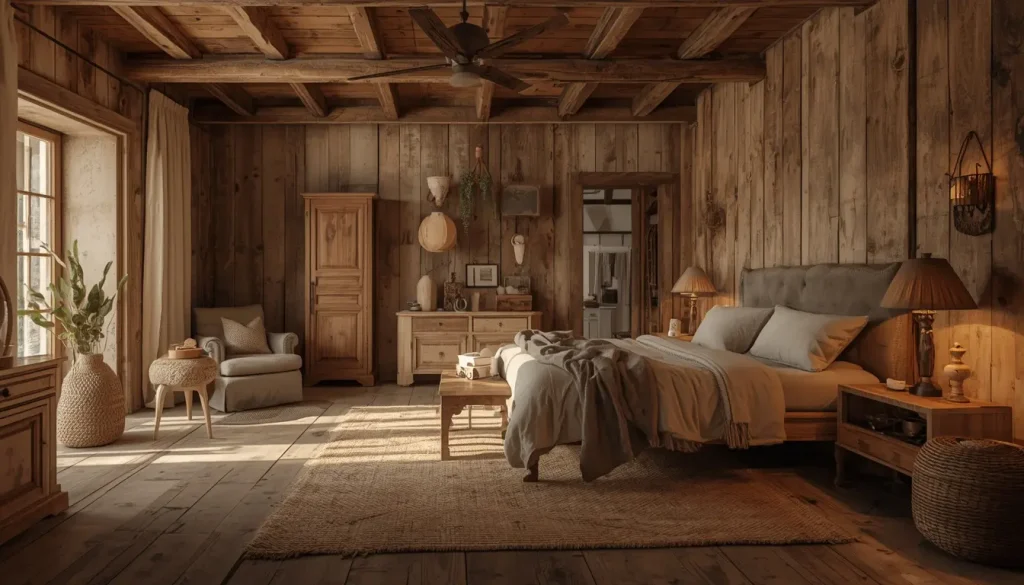 Farmhouse Rustic Bedroom Walls, Floors, and Ceilings