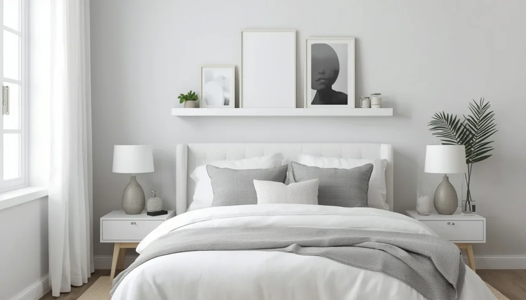 Gray and White Bedroom Wall Decor