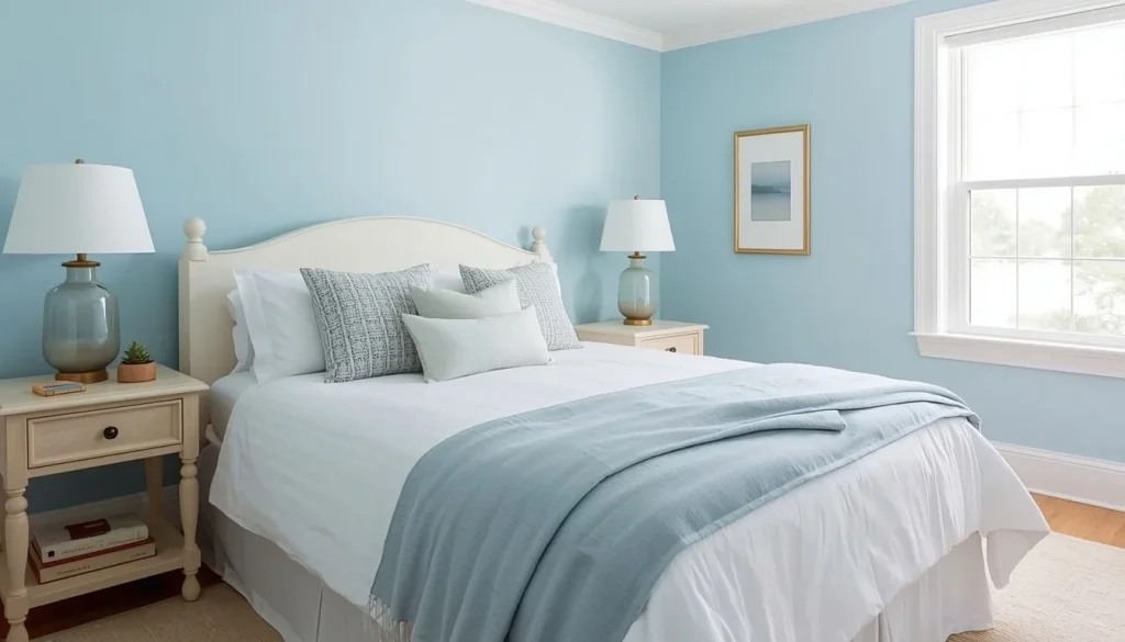 Pair Soft Blue Walls With Crisp White Bedding