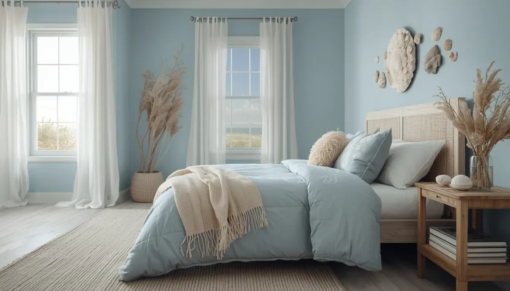 Soft Blue and Blue-Grey Coastal Bedroom