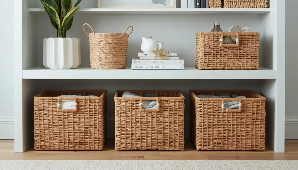 Use Woven Storage Baskets