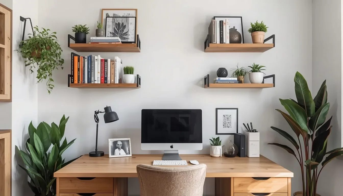 Add Floating Shelves Above the Desk