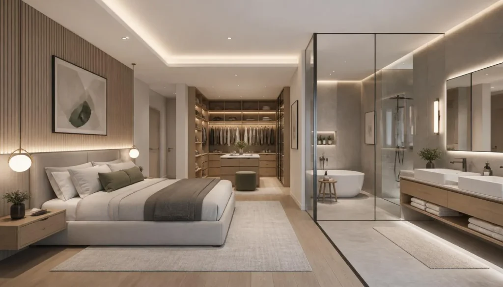 Bedroom, Bathroom, and Walk-In Closet Layout Ideas