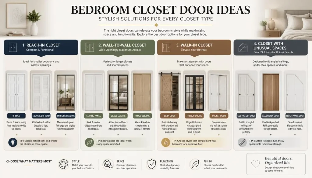 Bedroom Closet Door Ideas by Closet Type