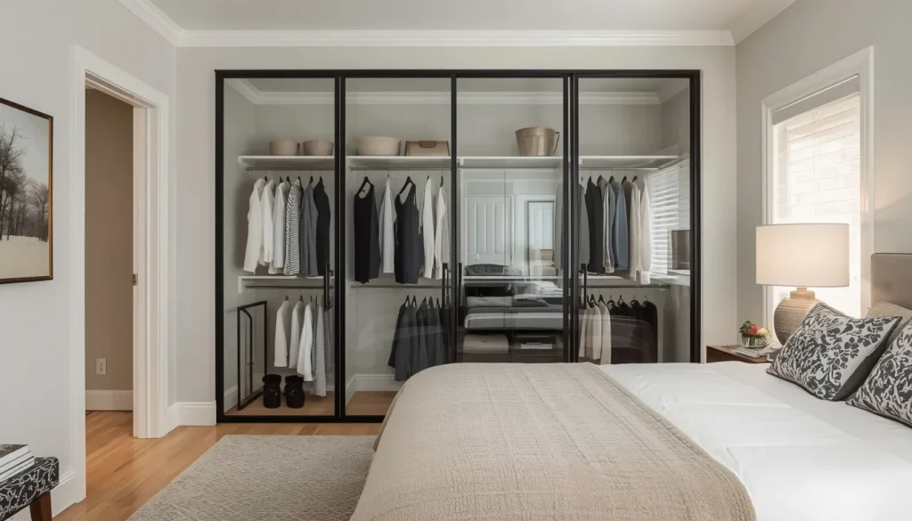 Black-Framed Glass Closet Doors