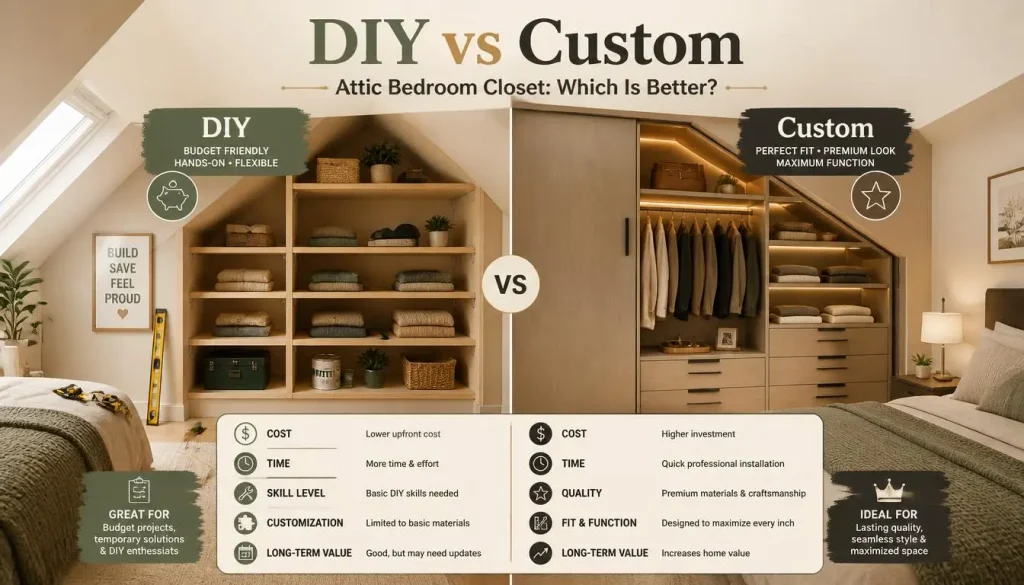 DIY vs Custom Attic Bedroom Closet Which Is Better