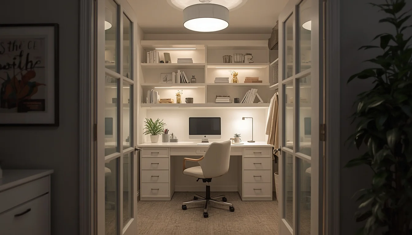 How to Add Enough Lighting to a Closet Office