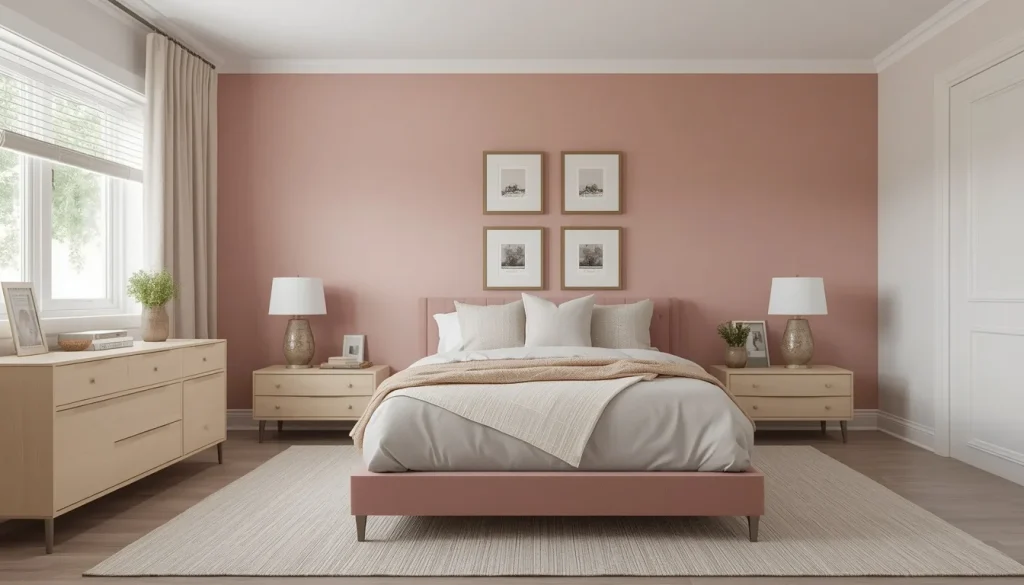 Modern Pink and Neutral Bedroom