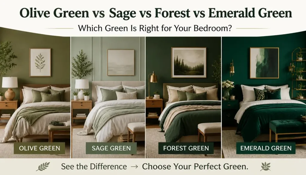 Olive Green vs Sage Green, Forest Green and Emerald Green