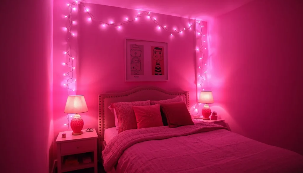 Pink Teenage Bedroom Lighting Ideas
