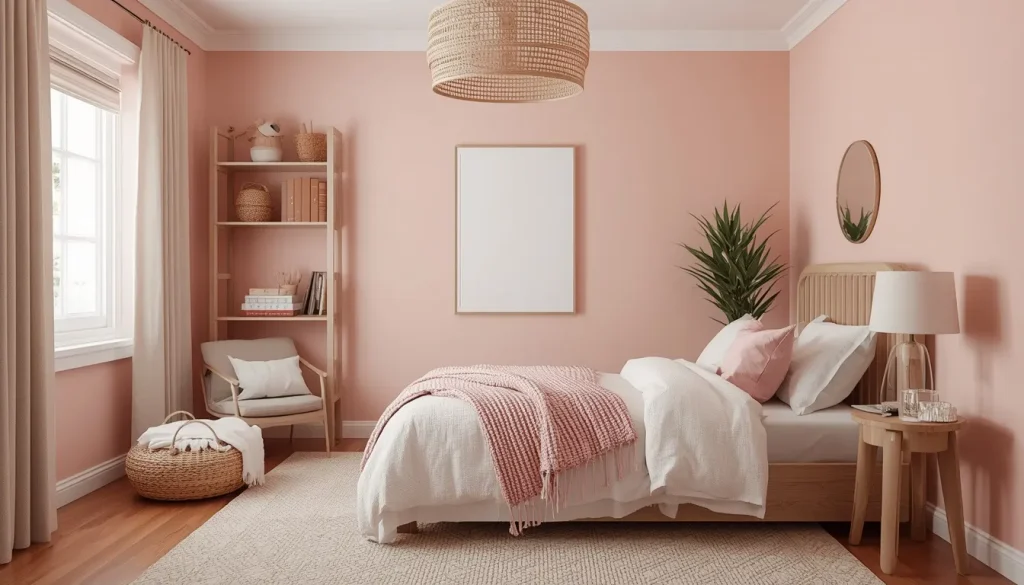 Pink and Beige Teenage Bedroom