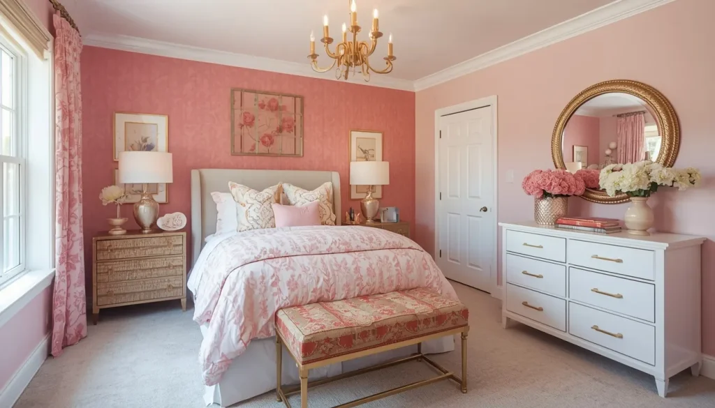 Pink and Gold Teen Bedroom