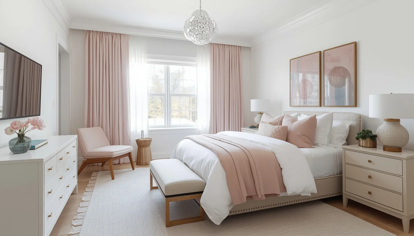 Soft Blush Pink and White Bedroom