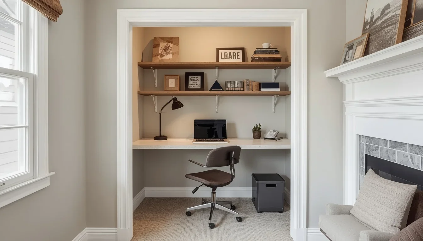 Turn a Reach-In Closet Into a Compact Office